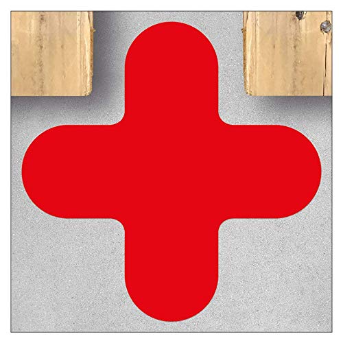 Self Adhesive Floor Markers - X Piece/X Shape - Mouldings for Work Areas, Storage Areas and Transport Routes (290 x 290 mm / Leg 90 mm / Pack of 10 / Red)