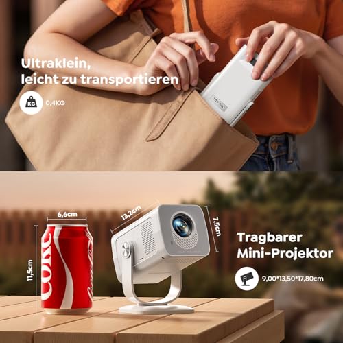 Mini Projector 4K 1080P Support [Android 13 & 270° Rotation] Compact Smart Projector with WiFi 6 & Bluetooth 5.4, Portable Home Theater Outdoor with Auto Keystone for HDMI/Android/iOS/PC/USB