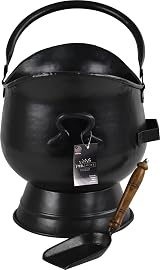 Sterling Ventures Steel Sallet Coal Bucket Scuttle with Cast Iron Shovel Black view 3