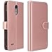 LG Stylo 3 Case, LG Stylo 3 Plus Case, LK Luxury PU Leather Wallet Flip Protective Case Cover with Card Slots and Stand for LG Stylo 3 / LG Stylo 3 Plus (Rose Gold)