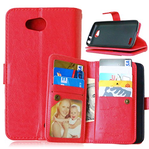 L90 Case, LG Optimus L90 Case, Love Sound [Stand Function] [9 Cards Slot] [Cash Pockets] [Photo Album] Luxury PU Leather Flip Cover Wallet Case for LG Optimus L90 (T-Mobile)/D415 [Red]