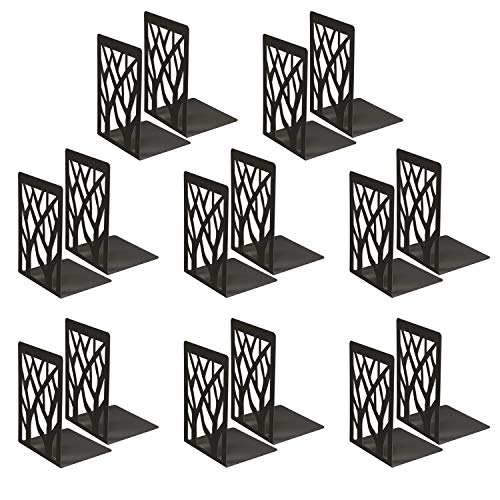 8 Pairs Book Ends, MSDADA Desk Bookends Heavy Duty, Book Ends Holder for Shelves, Metal Bookends for Office&School, Book Shelf Holder Home Decorative, Bookend Supports, Book Stoppers(Black)