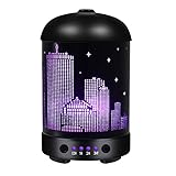 COOSA Empire State Building Designed 100ml Ultrasonic Essential Oil Diffuser Aromatheraphy Cool Mist Humidifier with Colorful LED Light for Home Office Living Room Yoga (Black 1)