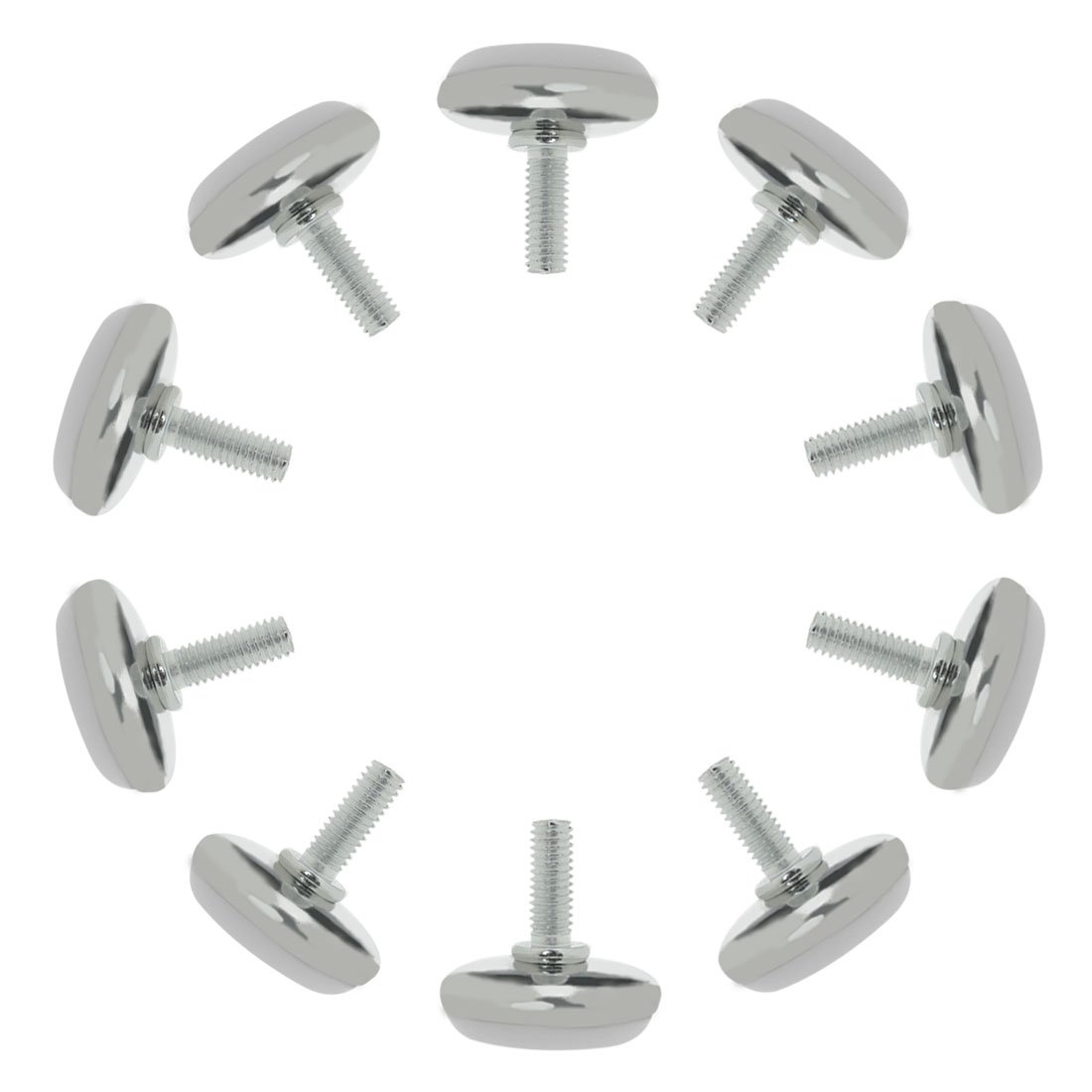 sourcingmap M6 x 15 x 30mm Screw on Furniture Glide Leveling Feet Floor Protector Adjustable Leveler for Cabinet Machine Leg 10 Pack