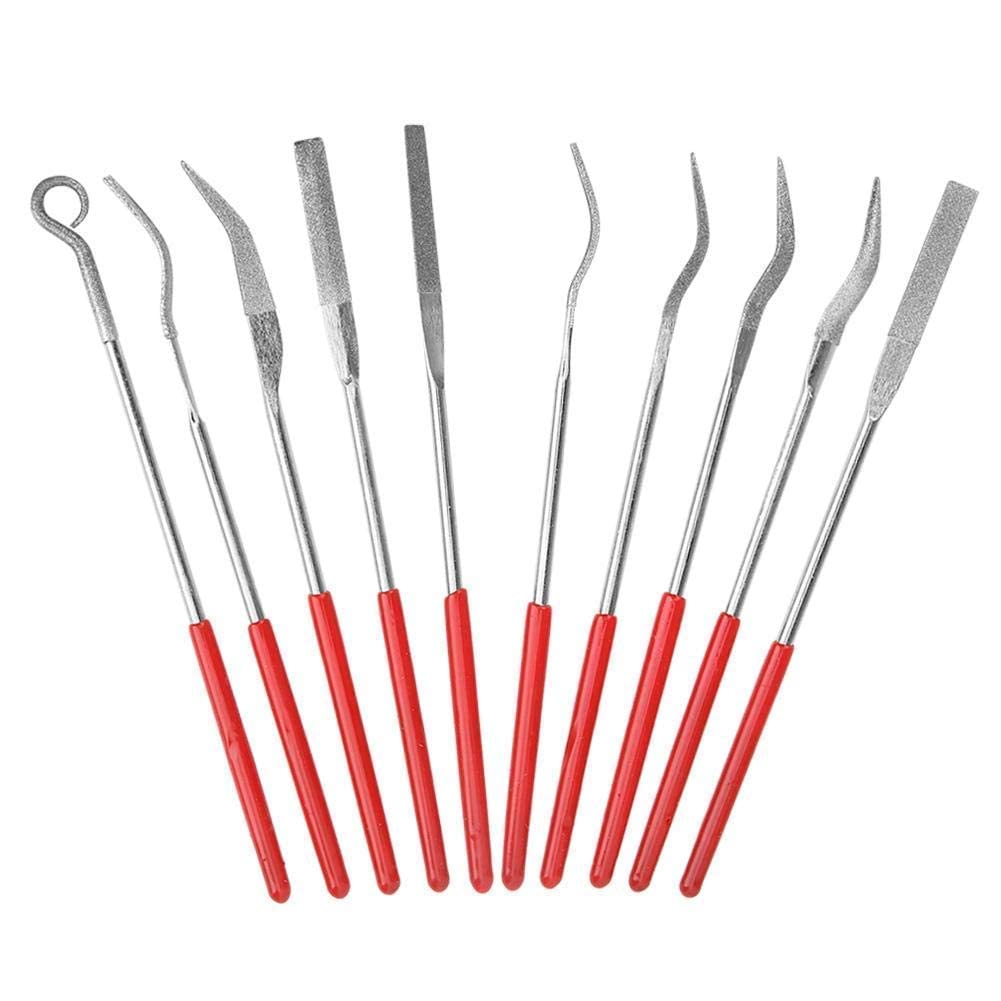 Diamond Needle File Set 10-Piece Multi-Function Filing Tools for Steel Ceramics Glass with Non-Slip Handle and Precision Grinding