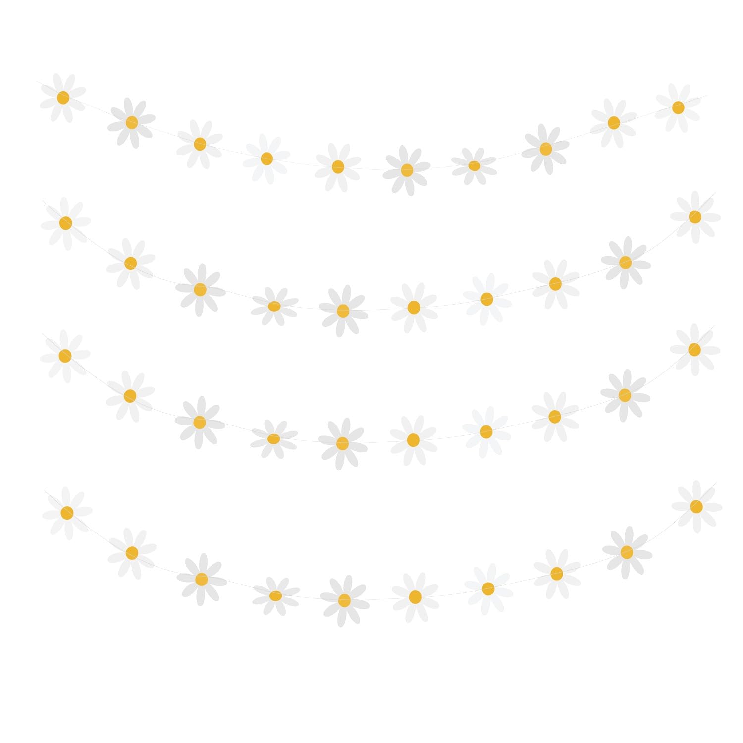 Photo 1 of LOONELO 4 Strings Daisy Groovy Boho Party Banners with 12.1 feet, Daisy Hanging Flower Garland Kit, Hippie Party Hanging Swirl Paper Cutouts for Birthday Baby Shower Hippie Groovy Decor