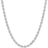 Savlano 925 Sterling Silver 4mm Solid Italian Rope Diamond Cut Twist Link Chain Necklace with Gift Box for Men & Women - Made in Italy