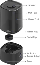 Rosekm Humidifier Bedroom Quiet Ultrasonic 2L 360° Nozzle Auto Shut-Off view 8
