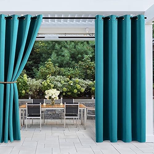 Outdoor Curtains - MIULEE Patio Curtains for Outdoor Waterproof, Grommet Top Outdoor Room Darkening Drapery for Gazebo 1 Panel W52 x L108 Inch Greyish Teal