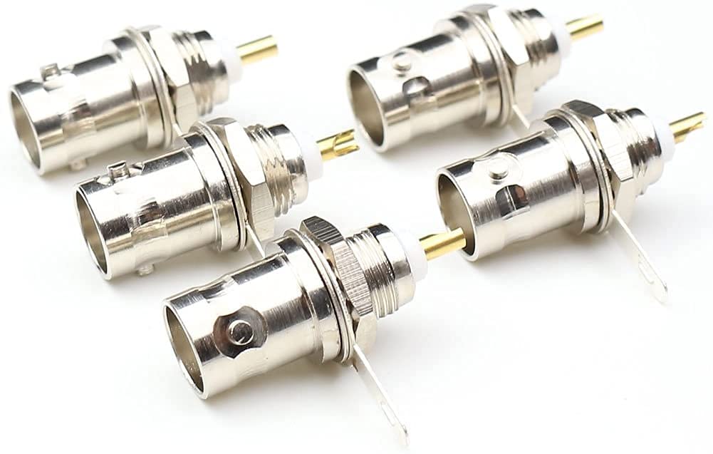 Mosie BNC Female Nut Bulkhead Connector Solder Jack Adapter (5 Pack)