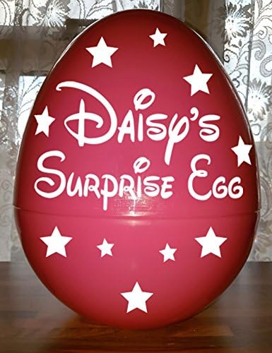 Giant 14''/ 35.5cm Personalized Surprise Egg STAR Design Custom Plastic Egg Birthday, Easter And Christmas Present Gift (GIANT PINK EGG)