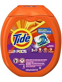 Tide PODS 3 in 1 HE Turbo Laundry Detergent Pacs, Spring Meadow Scent, 81 Count Tub - Packaging May Vary