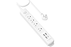 TROND Surge Protector Power Strip with USB, Ultra Thin Flat Plug 6ft Extension Cord 1625W, 3 USB A & 1 Type C, 4 AC Outlets 1440J Surge Protection ETL Listed, Wall Mount for Home Office Dorm, White