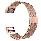 Glink Replacement Bands for Fitbit Charge 2, Stainless Steel Milanese Metal Wristband (5.5