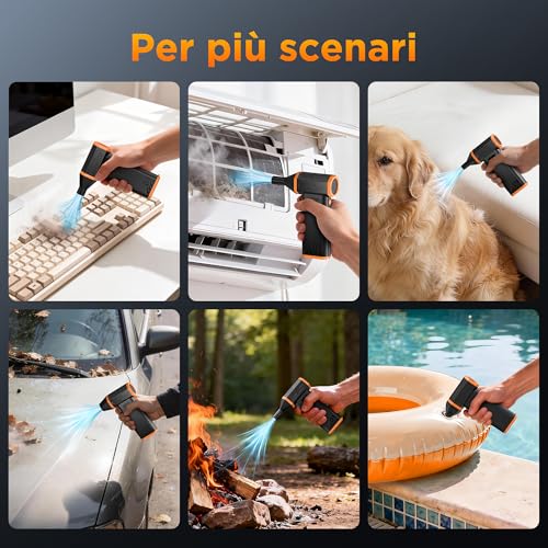 VIWAVE Compressed Air Spray Electric 150000RPM, 3 Speed Battery Blower Cleaning Kit for PC, Portable Compressed Air Duster with LED, Mini Compressed Air for PC Keyboard Car Sofa