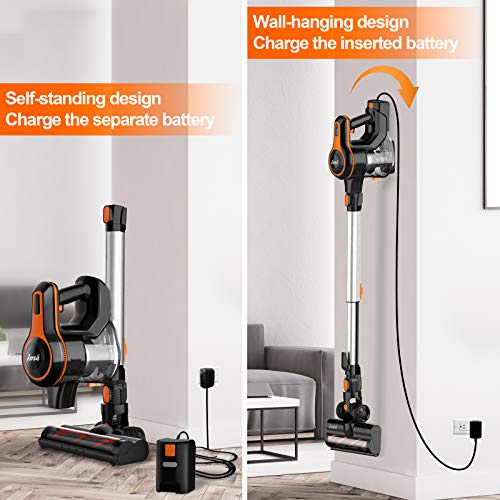 INSE Cordless Vacuum Cleaner, 23Kpa Strong Suction Stick Vacuum with 45min Max Long Runtime