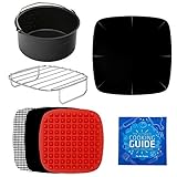 Air Fryer Accessories + Rack & Pan Compatible with Philips, NuWave Brio, Chefman, Gourmia, Emerald, Power Airfryer, Elite, Secura, Tidylife, COSORI, Black Decker +More by Infraovens (Large to XL)