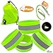 GBBO iRadiate Reflective Bands Reflector Running Gear - Adjustable Reflective Armband Arm Wrist Ankle Leg Band - Reflective Tape Strap for Clothing Biking and Safety Night Walking (Bands4 Green)