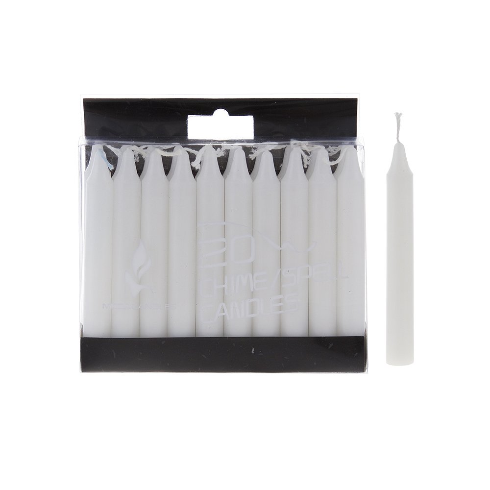 Mega Candles 20 pcs Unscented White Mini Taper Candle, 4 Inch Tall x 1/