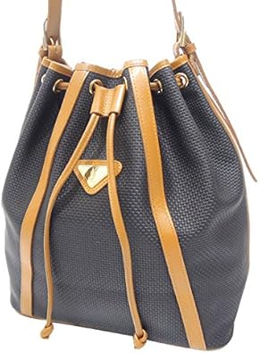 Amazon イヴサンローラン 巾着 ショルダーバッグ ネイビー ブラウン ヴィンテージ 中古 Yves Saint Laurent イヴサンローラン ショルダーバッグ