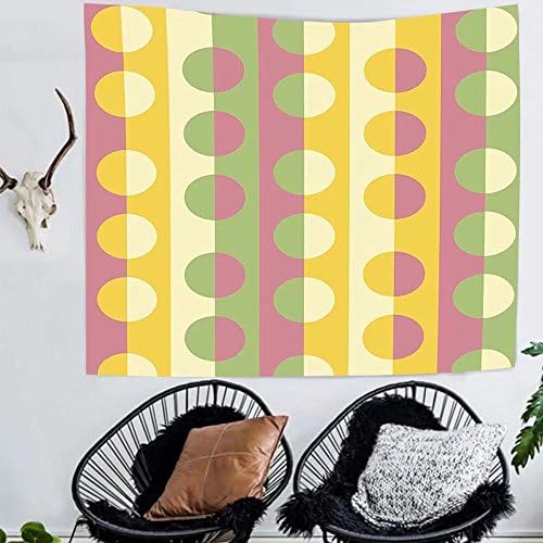 Amazing Outlets Tapestry custom Abstract Decor Tapestry Retro Textured Circle Geometric Shapes over Striped Grid Background Soft Design for Bedroom Living Room Dorm Multi