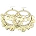 RechicGu Golden Color 1Pair Vintage Tribal Rare Coins Big Hoop Banjara Kuchi Belly Dance Chain Boho Gypsy Dangle Earrings,3.9