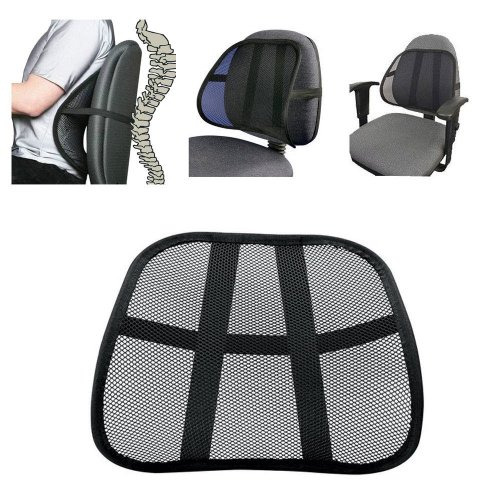 Cool Vent Cushion Mesh Back Lumber Support New Car Office Chair Truck Seat Black