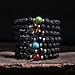 YOGA GEMSTONE JEWELRY7Pcs 7Chakra Gemstone Stretch Bracelet with Jewelry Bag& Meaning Card Natural Stones Charm Diffuser Bracelet Yoga Reiki Prayer Beads Lucky Lava Bracelet Unisex Christmas Birthday