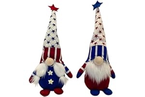 LONEA 2 PCS Veterans Day American Gnome Plush - Scandinavian Tomte Couple Elf Decorations - Stars Stripes Plushie Ornaments - Swedish Dwarf Figurines - 4th of July Independence Memorial Day Gnome Gifts