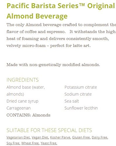 Pacific Foods Barista Series Organic Unsweetened Almond Milk, 32oz Pack of 3 - Vegan Dairy-Free Low-Calorie Beverage