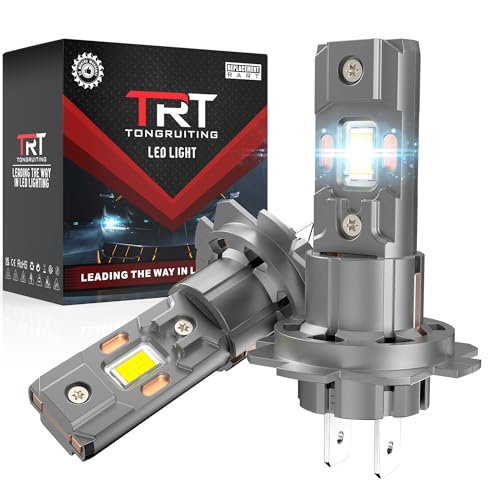 Tongruiting H7 LED Headlight Bulb, 110W 40000LM 6500K White H7 Headlight Bulb with Fan, 900% Brighter 1:1 Size Car H7 LED, Plug and Play Easy Installation, Pack of 2