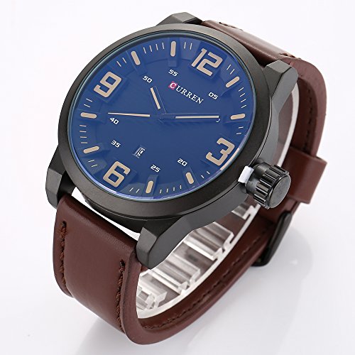 Top Luxury Brand Curren Watch Correa de Cuero para Hombres Casual Militar Reloj de Pulsera de Cuarzo Reloj Masculino 8241 - Imagen 4