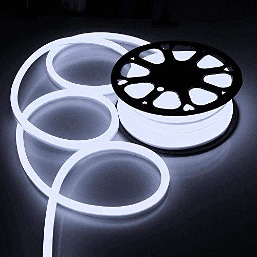 Flexible Cool White Illuminated LED Neon Rope Tube Light 50-foot 1200 Bulbs w/ Power Cord Connectors Holiday Home Bar Commercial Decorative Outdoor Lighting - Thumbnail 4