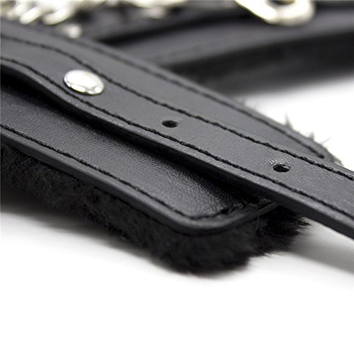 Baonmy Fashion Party Adjustable Cuffs Furry Fuzzy Handcuffs for Waist Leather Handcuffs With Chain