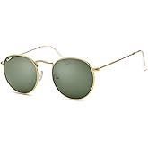 Pro Acme Round Sunglasses Glass Lens Metal Frame Retro Circle Sun Glasses for Women Men