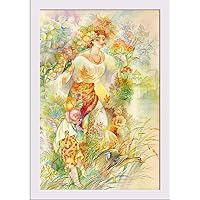 ArtzFolio Young Woman in Ukrainian Costume Poster White Frame with Glass 13.5 X 19.5Inch