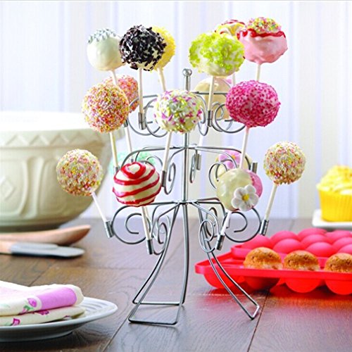 Lollipop Stand Holder - cake pop holder-lollipop stand for candy-Cake Display Stand 3-Tier Holding 18 Cake Pops Grey-6-Inch Lollipop Sticks, 100/ Pack TANGCHU 2017 NEW DESIGN