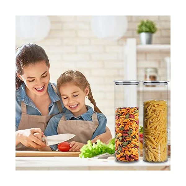 Glass-Jars-Embedo-Glass-Storage-Jars-1400-ml-Airtight-Food-Jars-Set-of-3-Food-Canisters-Kitchen-Canisters-for-Spaghetti-Flour-Coffee-Sugar-Pasta-Glass-Food-Storage-Containers-Set Glass Jars, Embedo Glass Storage Jars 1400 ml Airtight Food Jars Set of 3 Food Canisters Kitchen Canisters for Spaghetti, Flour, Coffee, Sugar, Pasta, Glass Food Storage Containers Set…