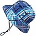 Baby 50+ UPF Bucket Sun Hat with Chin Strap, Size Adjustable Aqua Dry ( S: 0 - 6m, Blue Plaid )