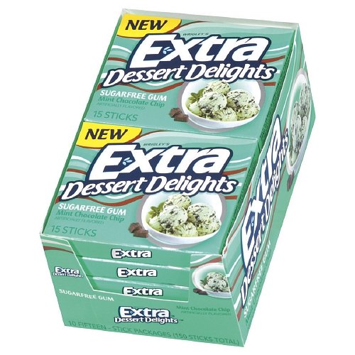 Extra Dessert Delights Sugarfree Gum Mint Chocolate Chip 10 Packets 15