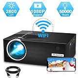 WiFi Projector, Weton 2800Lumens LED Wireless Mini Projector 1080P HD Portable Movie Theater Video Projector, WiFi Directly Connect with Smartphones, Support HDMI,VGA,AV,USB,SD,TV Box