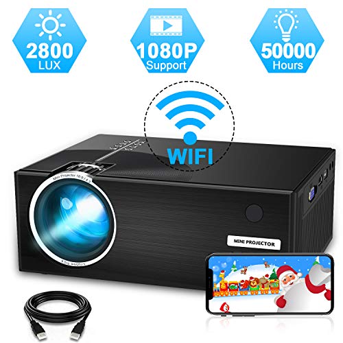 WiFi Projector, Weton 2800Lumens LED Wireless Mini Projector 1080P HD Portable Movie Theater Video Projector, WiFi Directly Connect with Smartphones, Support HDMI,VGA,AV,USB,SD,TV Box