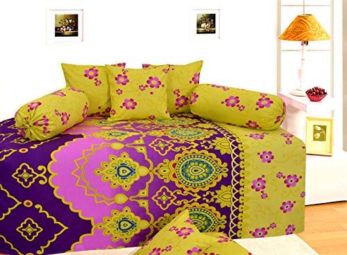 120 TC Damask Printed Bedding Home Décor Bedspread Diwan Set Of 8 Pcs 100% Cotton