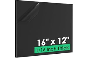CREGEAR ABS Plastic Sheet 1/16" x 16" x 12", 2 Pack Black Rigid Thermoplastic Board for Crafts, DIY Projects, Dual-Surface (Textured & Smooth)
