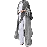 Womens Muslim Kimono Abaya Solid Striped Retro Ethnic Cardigan Robe Dubai Middle Eastern Saudi Arabia Eid Clothes