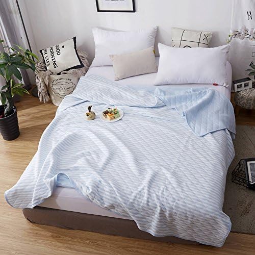 EONSHINE Premium Soft Knitted Cotton Thin Air Conditioning Blanket Rug, Light Weight Summer Quilt for Kids or Adults Bedroom Sofa Couch Bed Car Office (Blue, Twin)