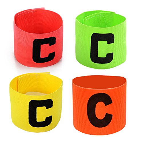 Odowalker Football Soccer Captain Armband Velcro and Anti-drop Design for Adult and Youth,Pack of 4 Colour for Multiple Sports