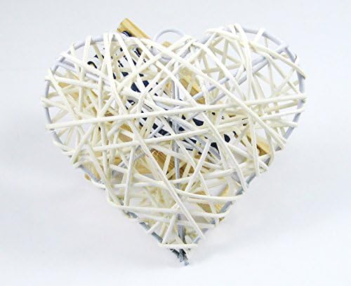 2pcs 8x9cm Heart shaped natural rattan ball wedding decorations Home decorations (White)