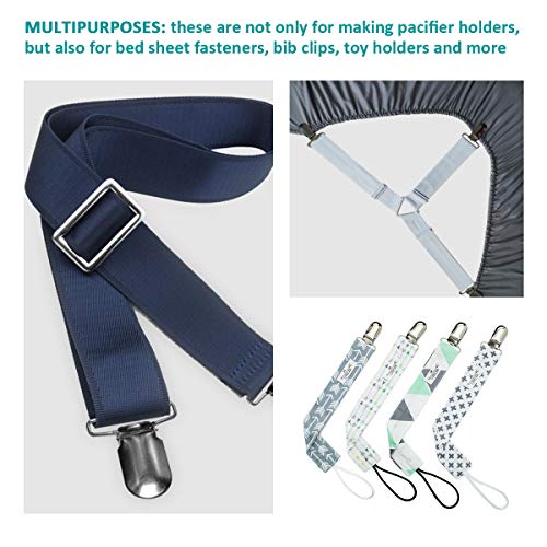 20 Pieces 1.25 inch Suspender Clips Heavy Duty Metal Pacifier Clips for Making Pacifier Holders Bed Sheet Fasteners Straps Bib Clips Toy Holder Silver Color