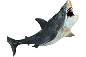 SIENON Large Shark Toys Megalodon 10.6”, Realistic Shark Toy Figures, Megalodon Shark Figurine, Large Deep Sea Creature Plastic Hand-Painted Ocean Animal Model Playset for Bath Toy, Cake Topper, Collection